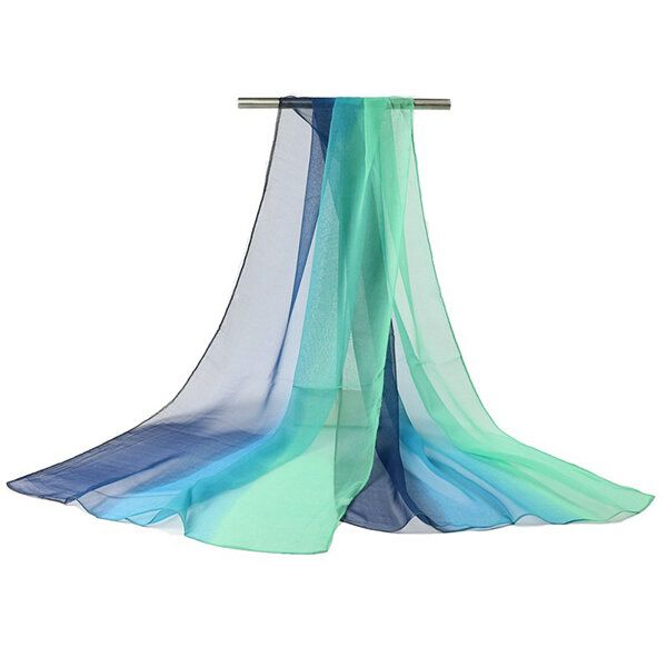 Dam Gradient Färg Mjuk Chiffong Halsduk Sjalar Casual Outdoor Sunshade Beach Scarf