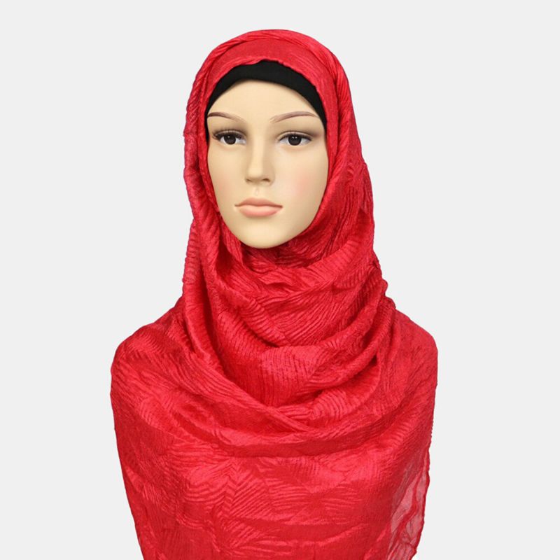 Dam Polyester Enfärgad Siden Etnisk Turban Hijab