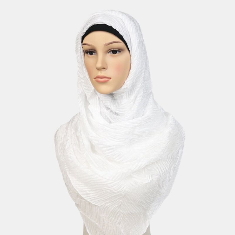 Dam Polyester Enfärgad Siden Etnisk Turban Hijab