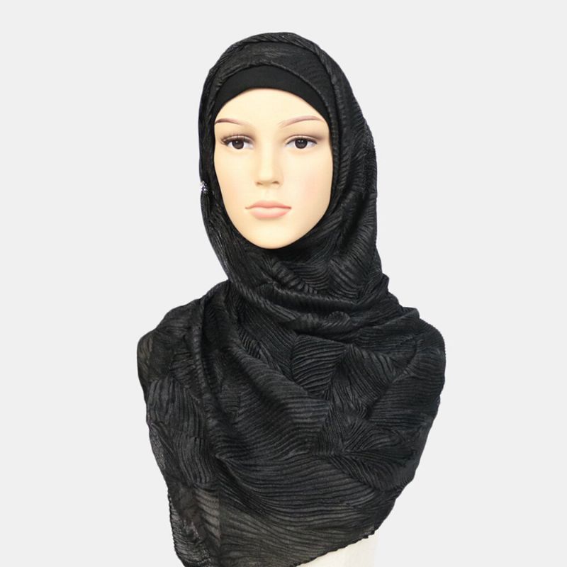 Dam Polyester Enfärgad Siden Etnisk Turban Hijab