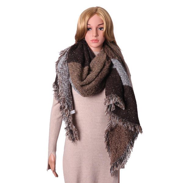 Dam Warm Cashmere Tofs Sjal Rutig Wrap Stole