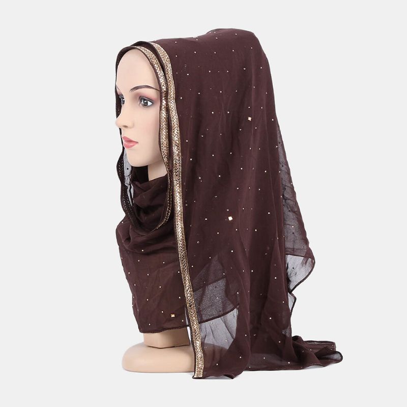 Hijab Scarf Chiffong Beaded Long Scarves