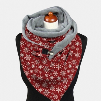 Kvinnor Lättvikts Elegant Festlig Jul Snöflinga Mönster Tryckt Förtjockad Varm Scarf Sjal