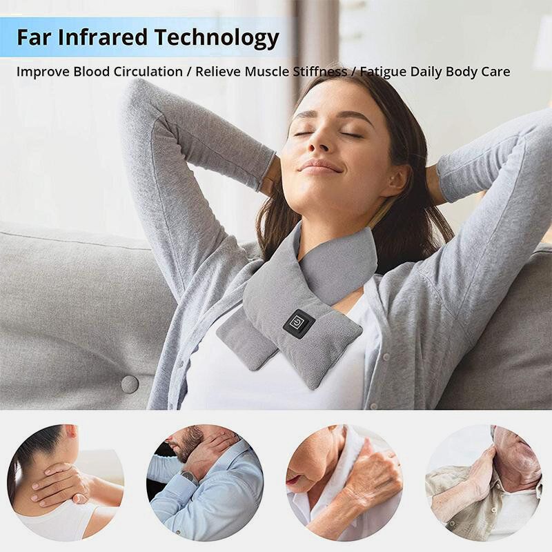 Unisex Fleece Bomull Smart Heating Scarf Usb Winter Electric Warming Scarf Nackskydd Kallladdningssjal