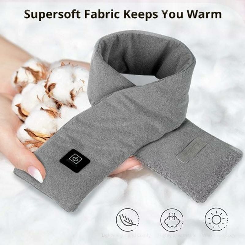 Unisex Fleece Bomull Smart Heating Scarf Usb Winter Electric Warming Scarf Nackskydd Kallladdningssjal