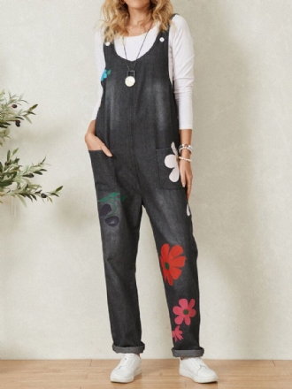 Bohemia Colorful Calico Print Pocket Casual Jumpsuit För Kvinnor