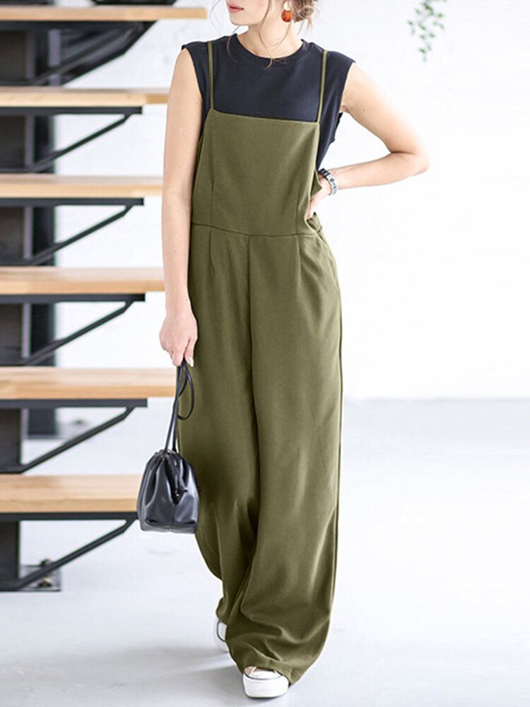 Dam Enfärgad Vanlig Cami Strappy Casual Jumpsuits