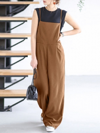 Dam Enfärgad Vanlig Cami Strappy Casual Jumpsuits