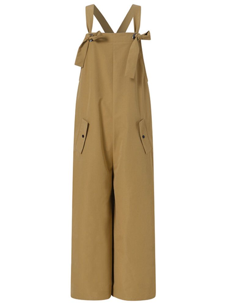 Dam Vintage-remmar Enfärgad Casual Jumpsuit Med Resår I Midjan Med Ficka