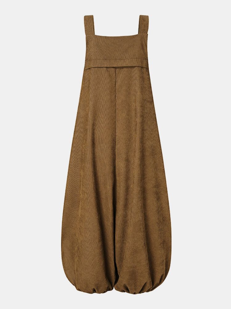 Kvinnor Corduroy Ärmlös Drop-gren Lantern Ben Vintage Jumpsuit