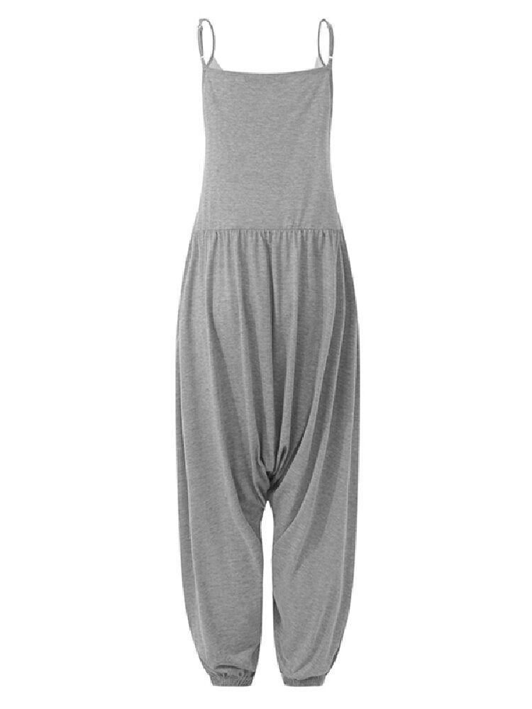 Kvinnor Patchwork V-ringad Ärmlös Sling Stickad Casual Lös Jumpsuit