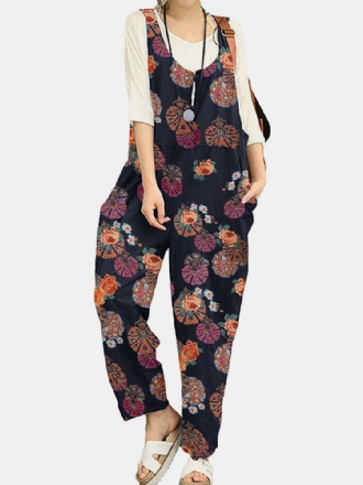 Tribal Flower Print Wide Leg Jumpsuit För Kvinnor