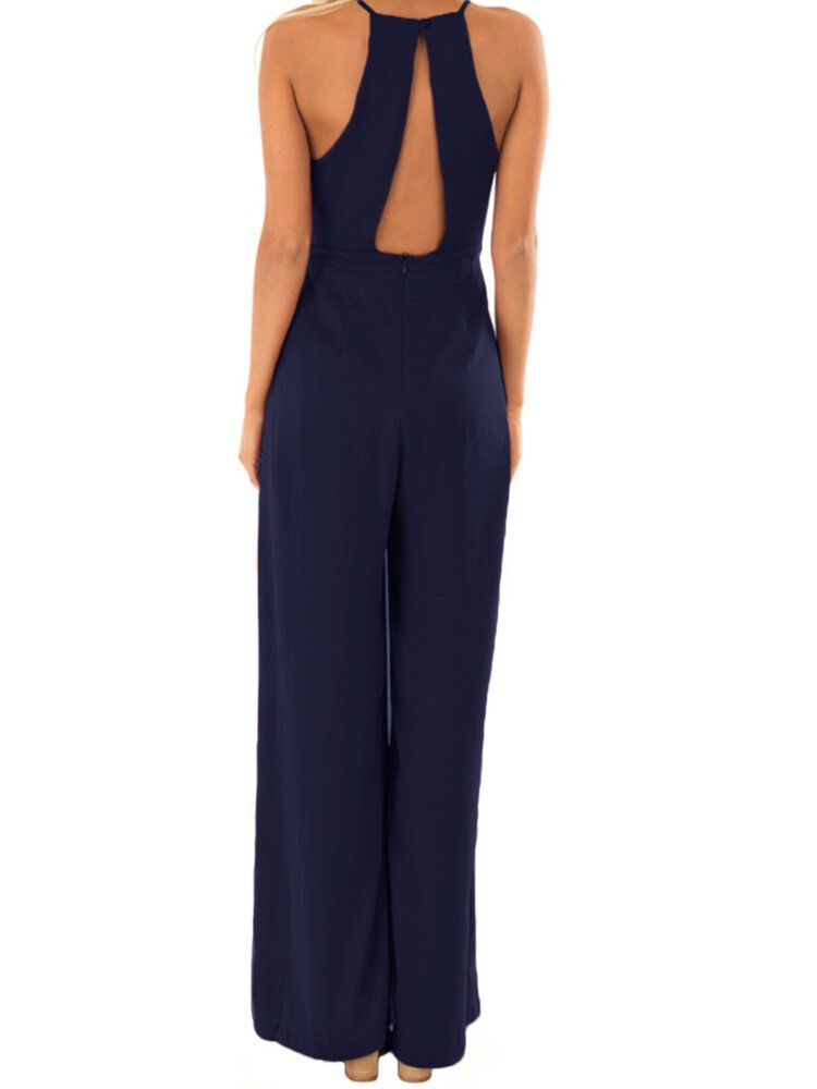 V-ringad Camisole Solid Elegant Jumpsuits