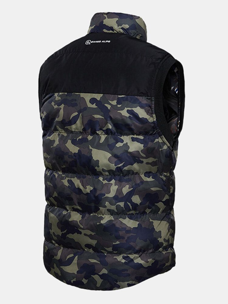 Camo-dragkedja För Män Fram Vinter Thicken Stand-krage Casual Varm Väst