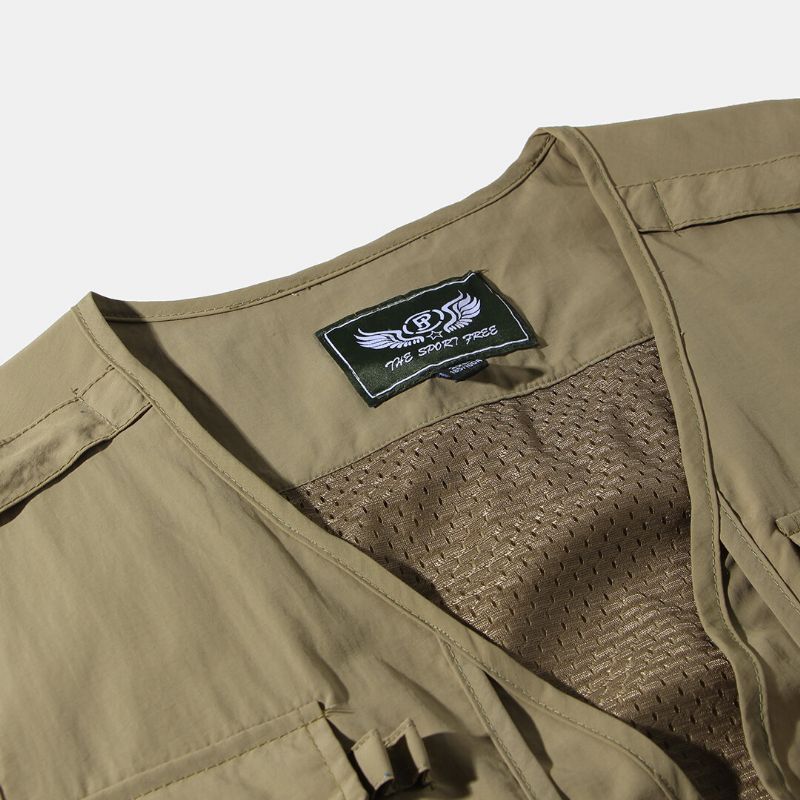 Herr Outdoor Multi Pockets Dragkedja Enkelknäppt Väst