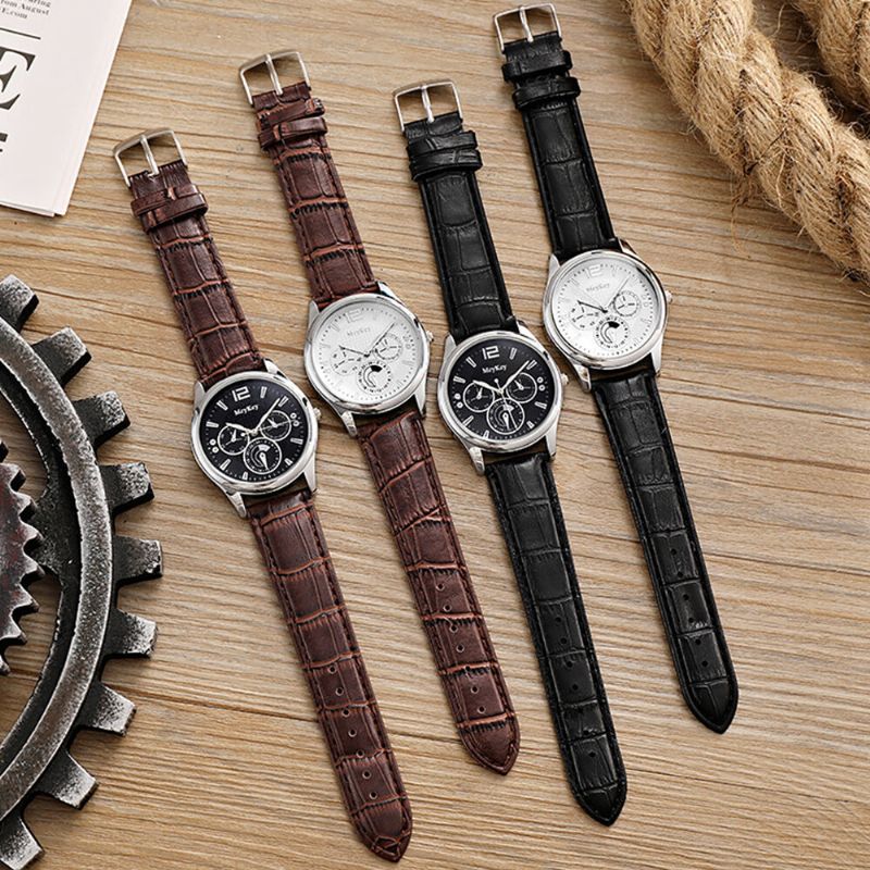 4 Färger Herr I Rostfritt Stål Business Casual Pu-läderrem Quartz Watch