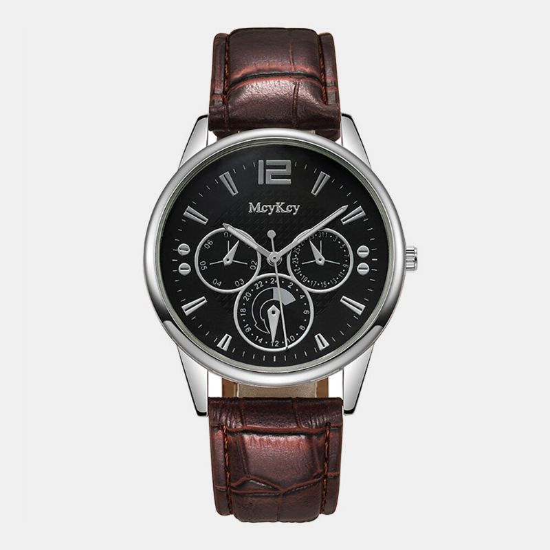 4 Färger Herr I Rostfritt Stål Business Casual Pu-läderrem Quartz Watch