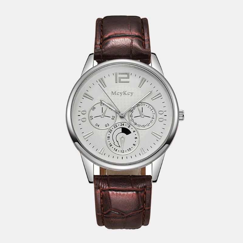 4 Färger Herr I Rostfritt Stål Business Casual Pu-läderrem Quartz Watch