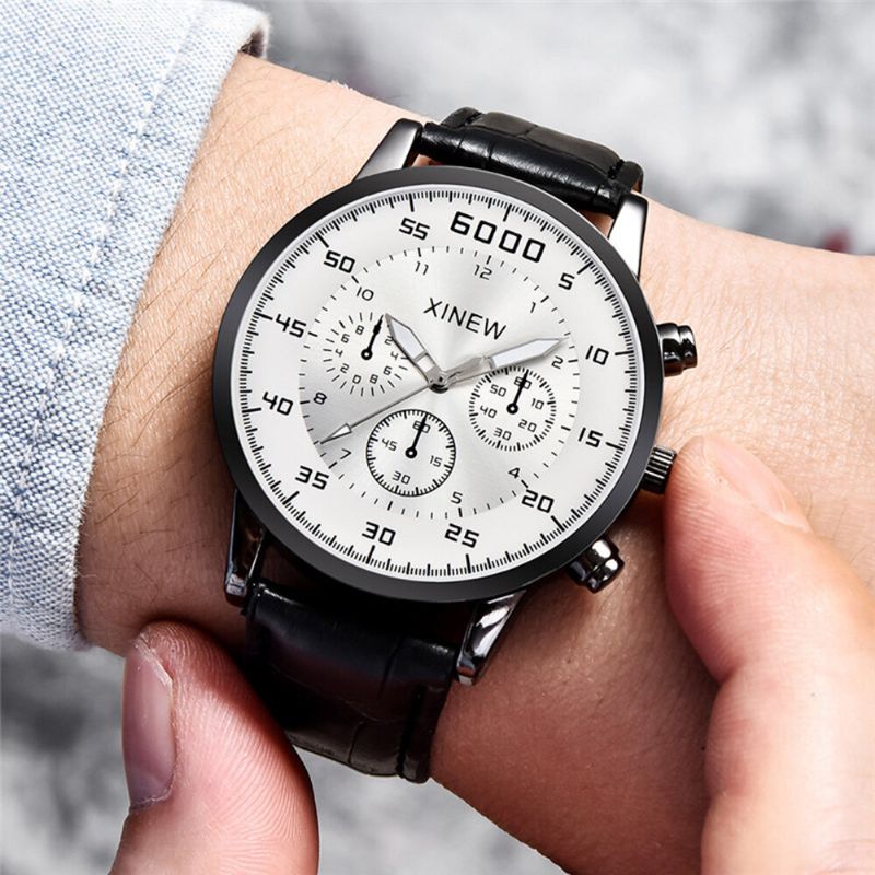 4 Färger Läderrem I Rostfritt Stål Herr Simple Business Multifunktionell Pin Spänne Quartz Watch