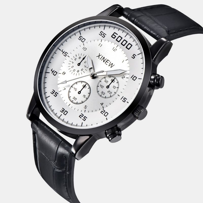 4 Färger Läderrem I Rostfritt Stål Herr Simple Business Multifunktionell Pin Spänne Quartz Watch