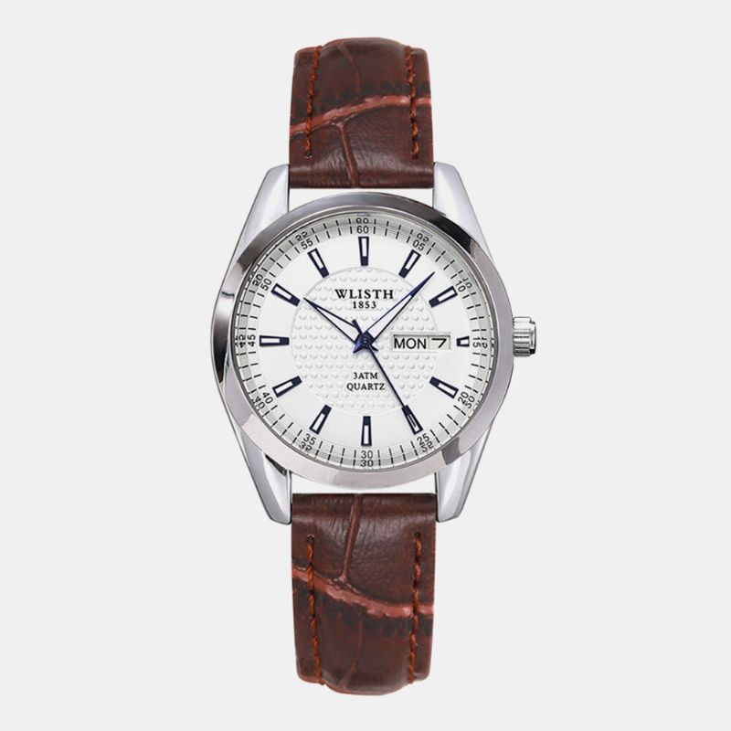 8 Färger Rostfritt Stål Par Business Casual Enkel Konstläderarmband Quartz Watch