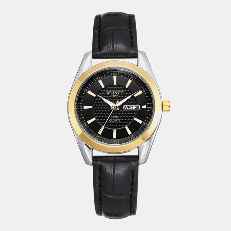 8 Färger Rostfritt Stål Par Business Casual Enkel Konstläderarmband Quartz Watch