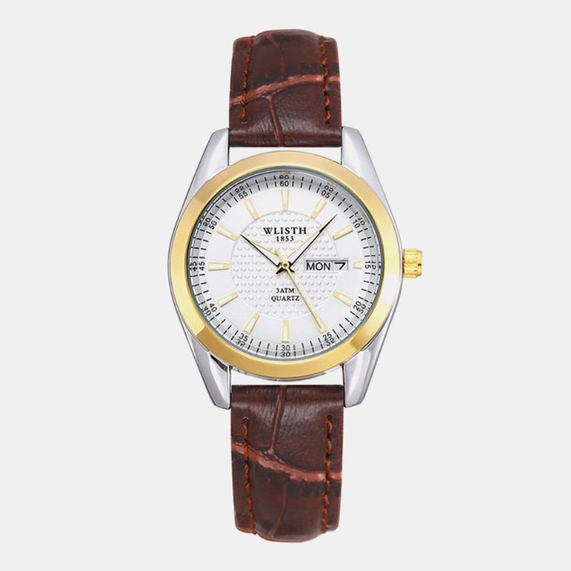 8 Färger Rostfritt Stål Par Business Casual Enkel Konstläderarmband Quartz Watch