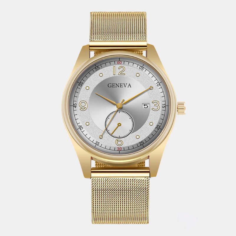 8 Färger Rostfritt Stållegering Herr Casual Business Klocka Enkel Digital Legering Nätarmband Quartz Watch