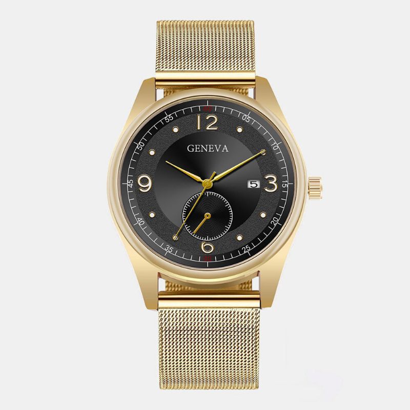 8 Färger Rostfritt Stållegering Herr Casual Business Klocka Enkel Digital Legering Nätarmband Quartz Watch