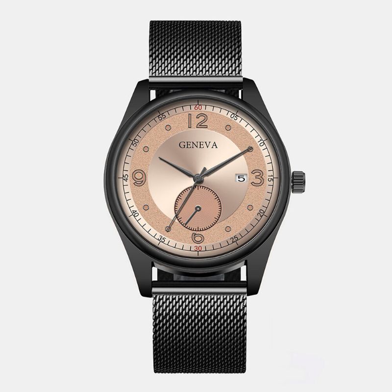 8 Färger Rostfritt Stållegering Herr Casual Business Klocka Enkel Digital Legering Nätarmband Quartz Watch