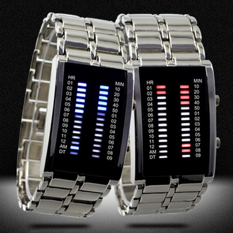 Binary Led Display Herr Business Luminous Waterproof Electronic Digital Watches