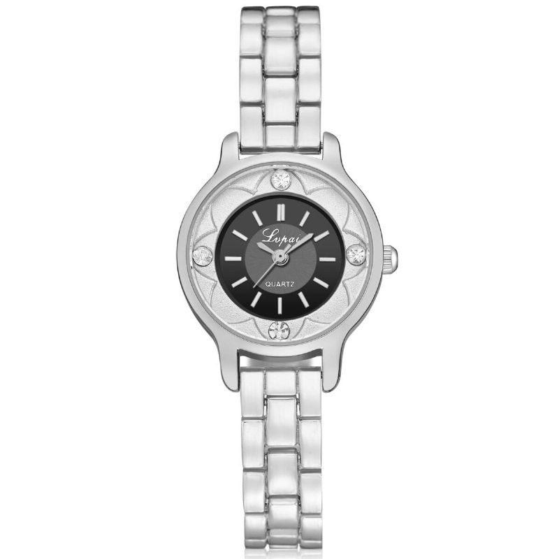 Blomstertryckt Urtavla Damarmbandsklocka Legering Diamond Quartz Watch