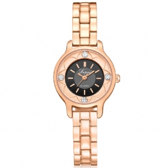 Blomstertryckt Urtavla Damarmbandsklocka Legering Diamond Quartz Watch