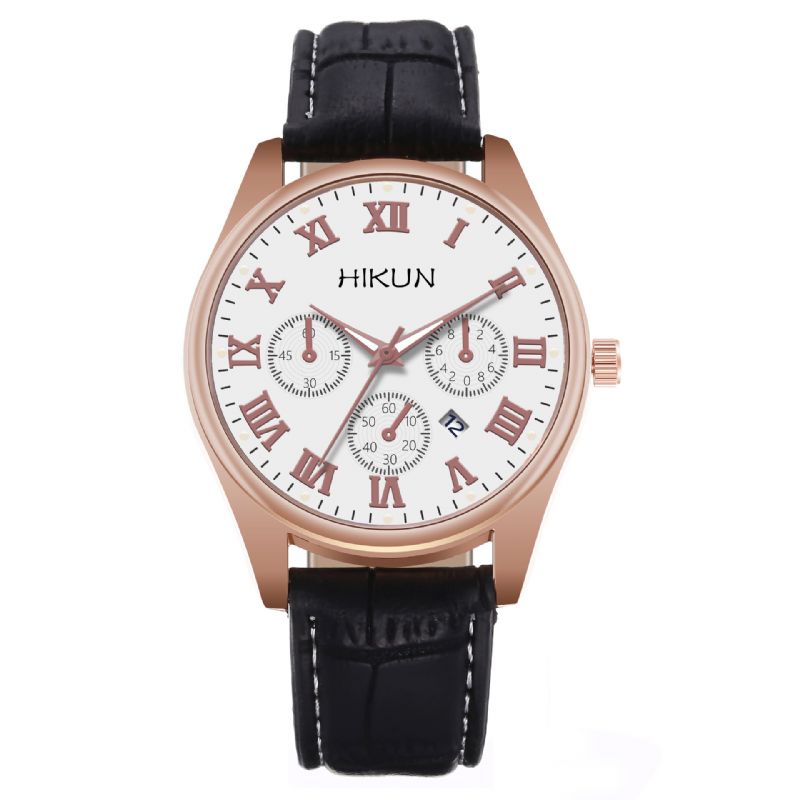 Business Casual Stor Enkel Urtavla Pu Läderrem Herr Quartz Watch