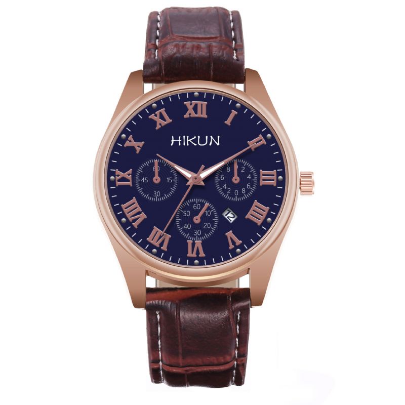 Business Casual Stor Enkel Urtavla Pu Läderrem Herr Quartz Watch