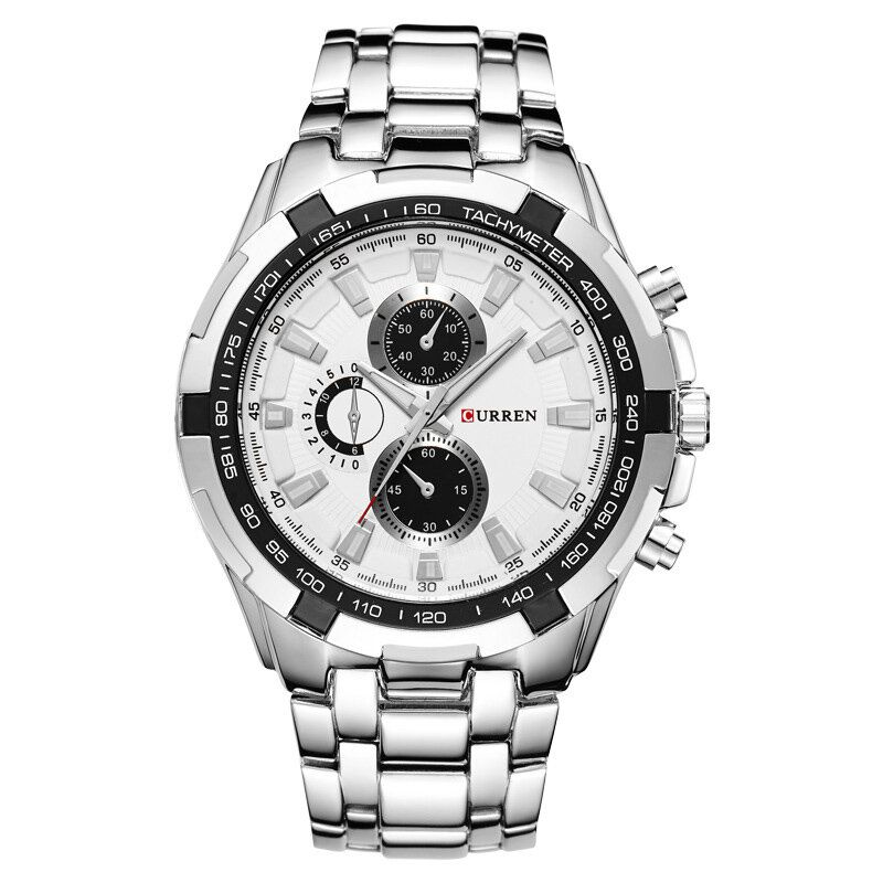 Business Fashion Time Display Rostfritt Stålband 3atm Vattentät Herrarmbandsur Quartz Watch