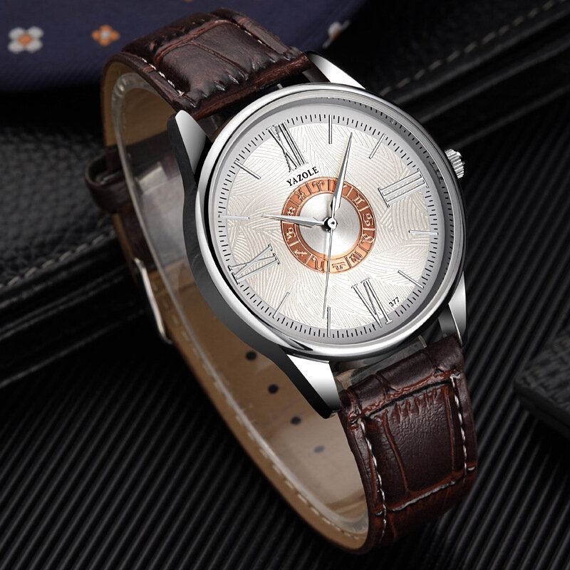 Business Herr Watch Läderband Constellation Icons Waterproof Quartz Watch