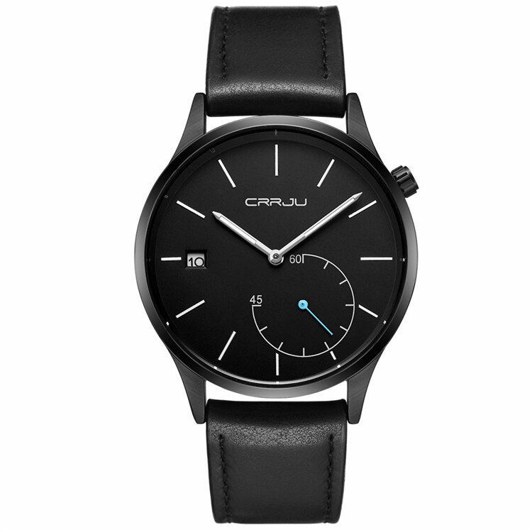 Casual Calendar Läderrem Working-dials Herrarmbandsur Quartz Watch