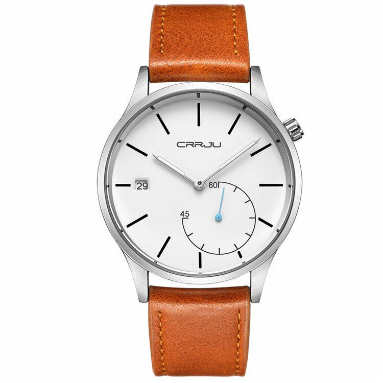 Casual Calendar Läderrem Working-dials Herrarmbandsur Quartz Watch