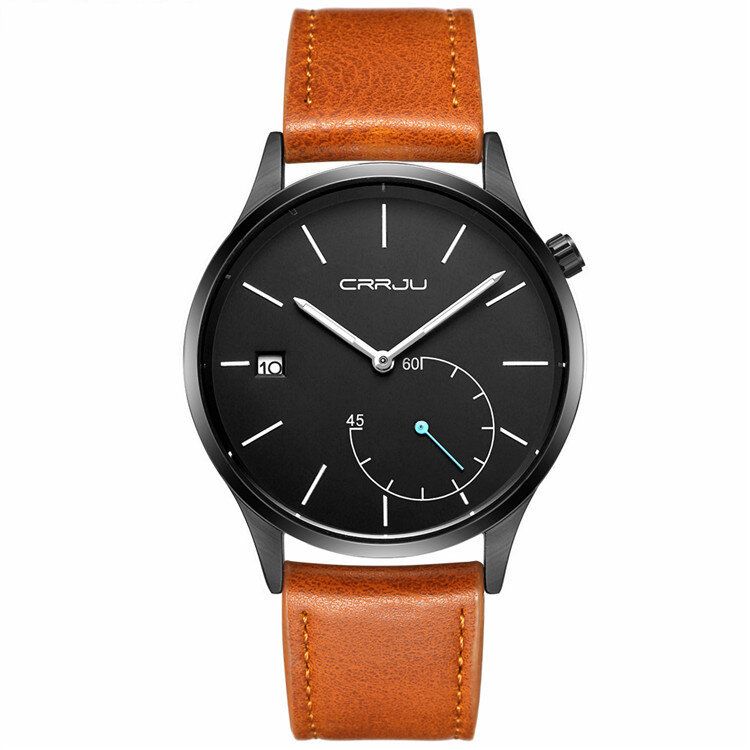 Casual Calendar Läderrem Working-dials Herrarmbandsur Quartz Watch