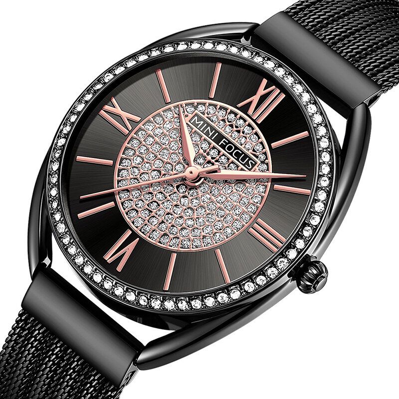 Casual Elegant Rhinestones Dekoration Urtavla 3atm Vattentät Dam Armbandsur Quartz Watch