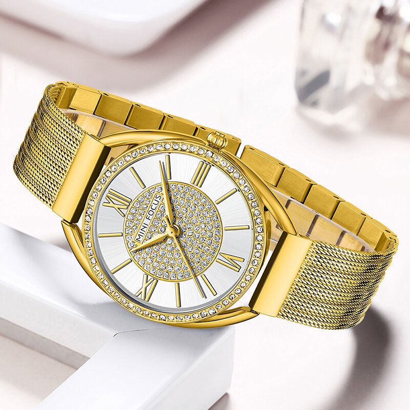 Casual Elegant Rhinestones Dekoration Urtavla 3atm Vattentät Dam Armbandsur Quartz Watch