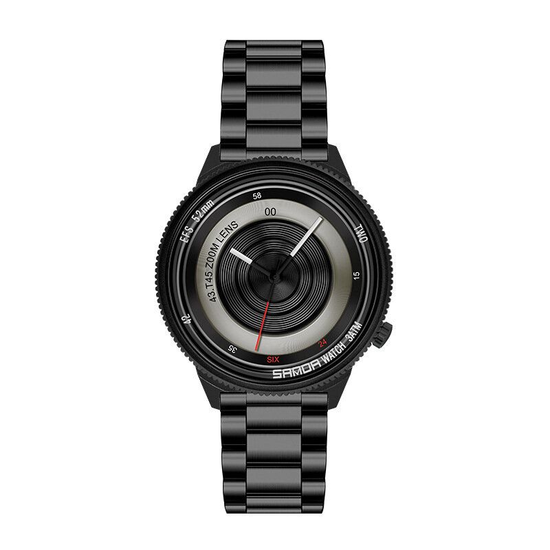 Casual Fashion Herr Creative Camera Dial Vattentät Rostfritt Stålarmband Quartz Watch