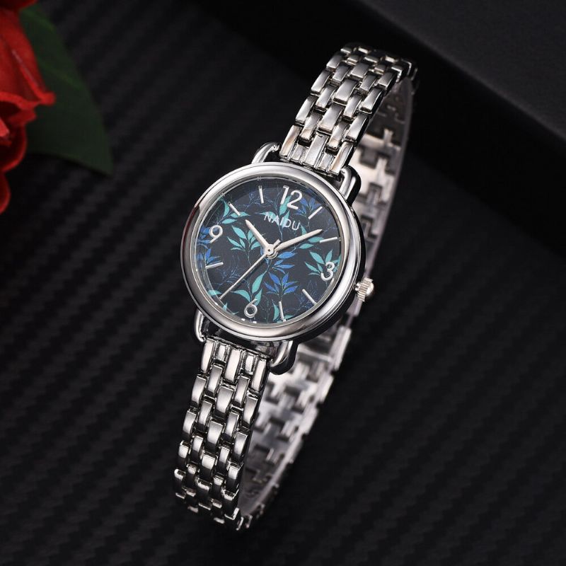 Casual Style Dekorativ Damarmbandsur Full Steel Band Quartz Watch