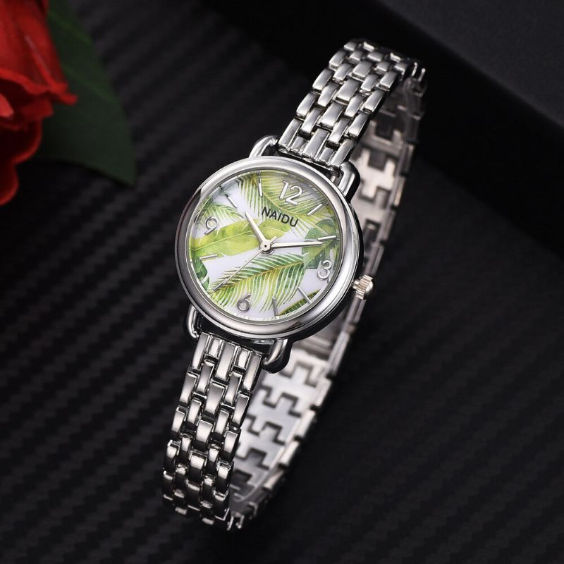 Casual Style Dekorativ Damarmbandsur Full Steel Band Quartz Watch