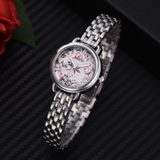 Casual Style Dekorativ Damarmbandsur Full Steel Band Quartz Watch