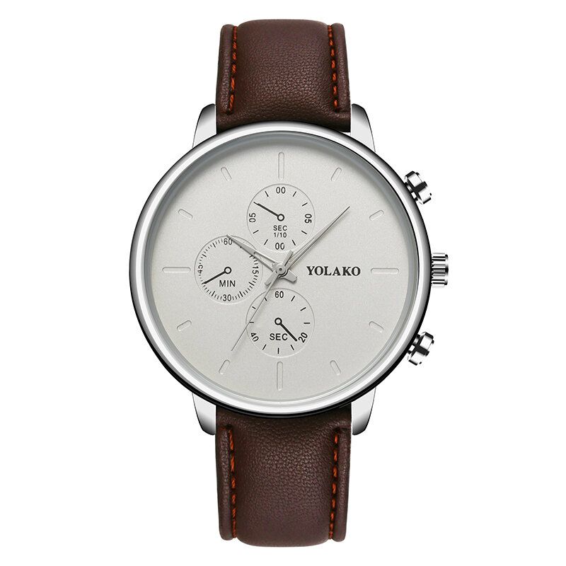 Casual Style Läderrem Fahsion Herr Business Watch Quartz Watch