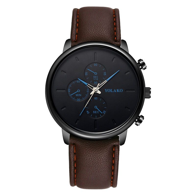 Casual Style Läderrem Fahsion Herr Business Watch Quartz Watch