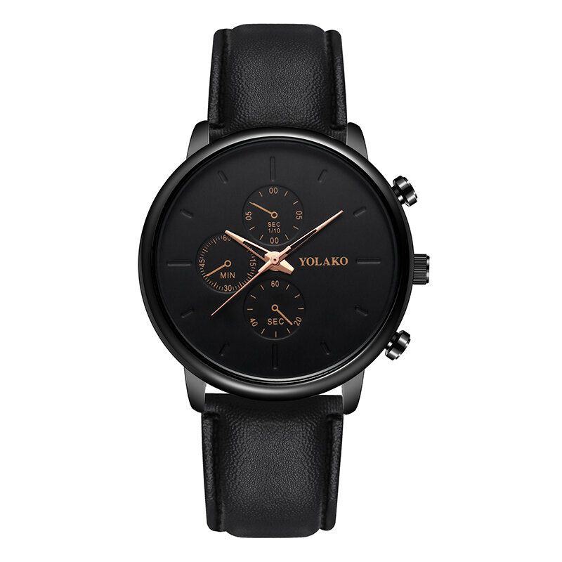 Casual Style Läderrem Fahsion Herr Business Watch Quartz Watch