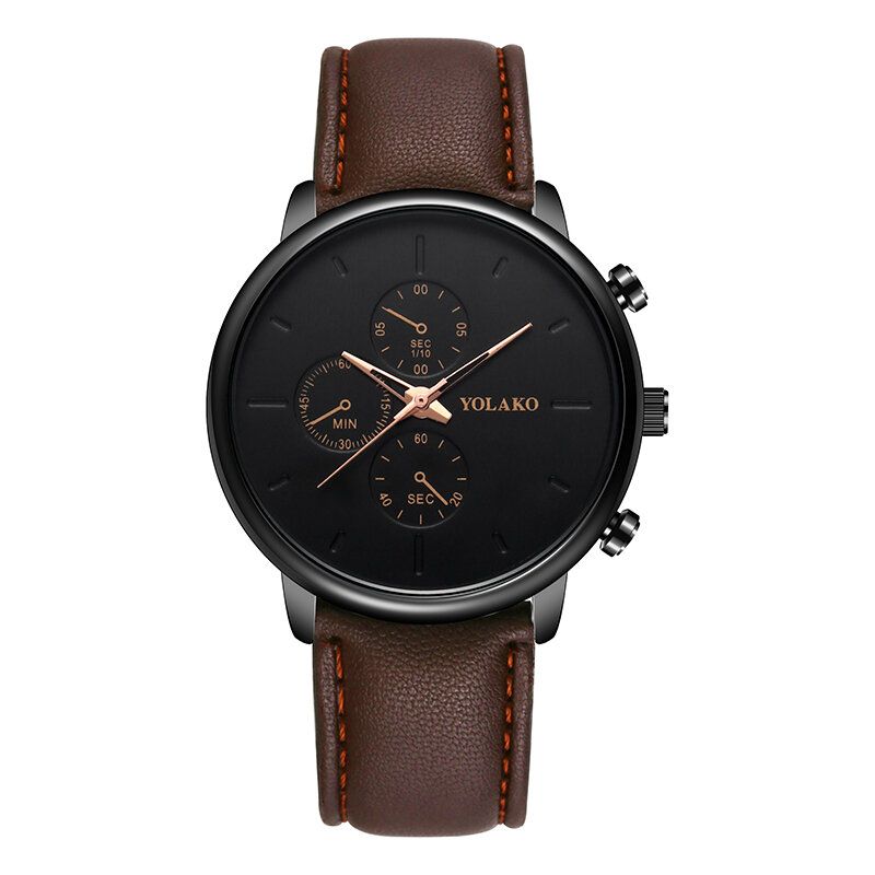 Casual Style Läderrem Fahsion Herr Business Watch Quartz Watch